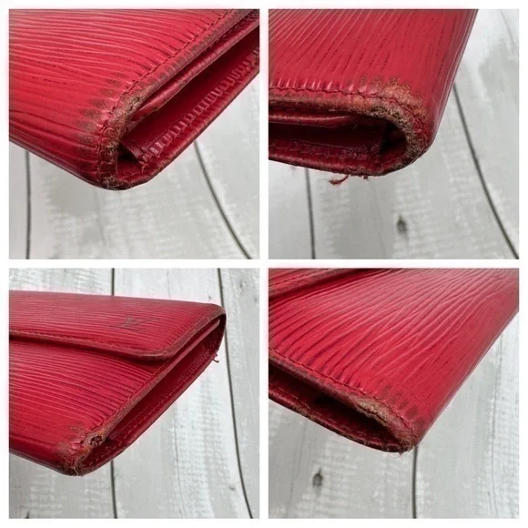 AUTHENTIC Louis Vuitton Epi leather trifold wallet/billfold. Red.